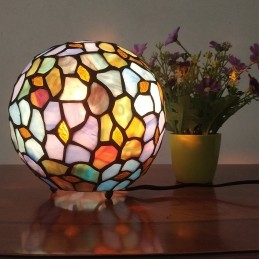 Tiffany Farvet Glas Bordlampe